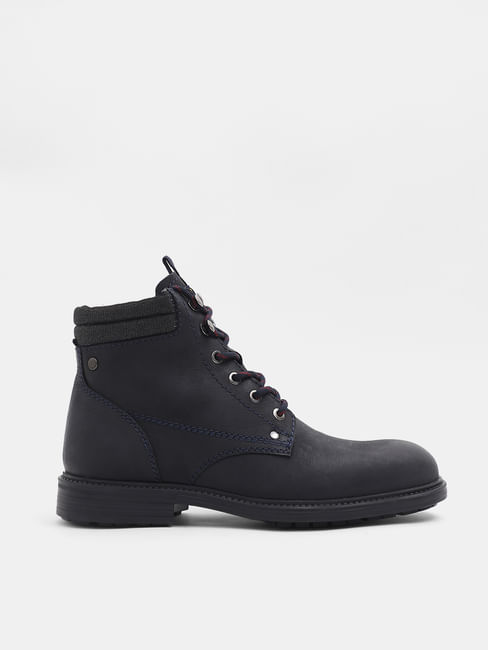 Navy Blue Premium Leather Boots